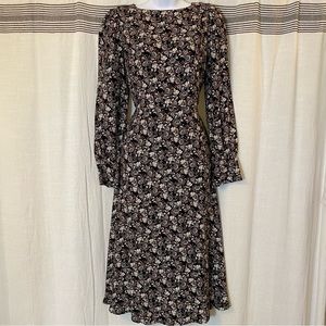 LOFT Floral along-Sleeved Midi Dress